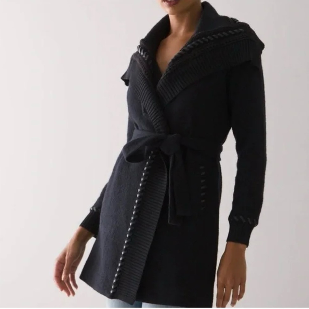 White House Black Market Black Sweater Coat
